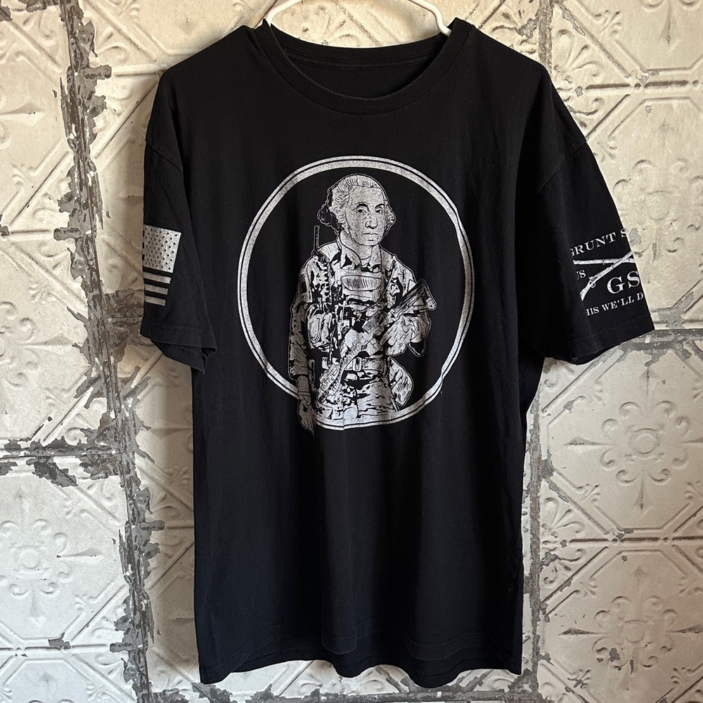 Grunt Style Black George Washington Patriotic Graphic Tee